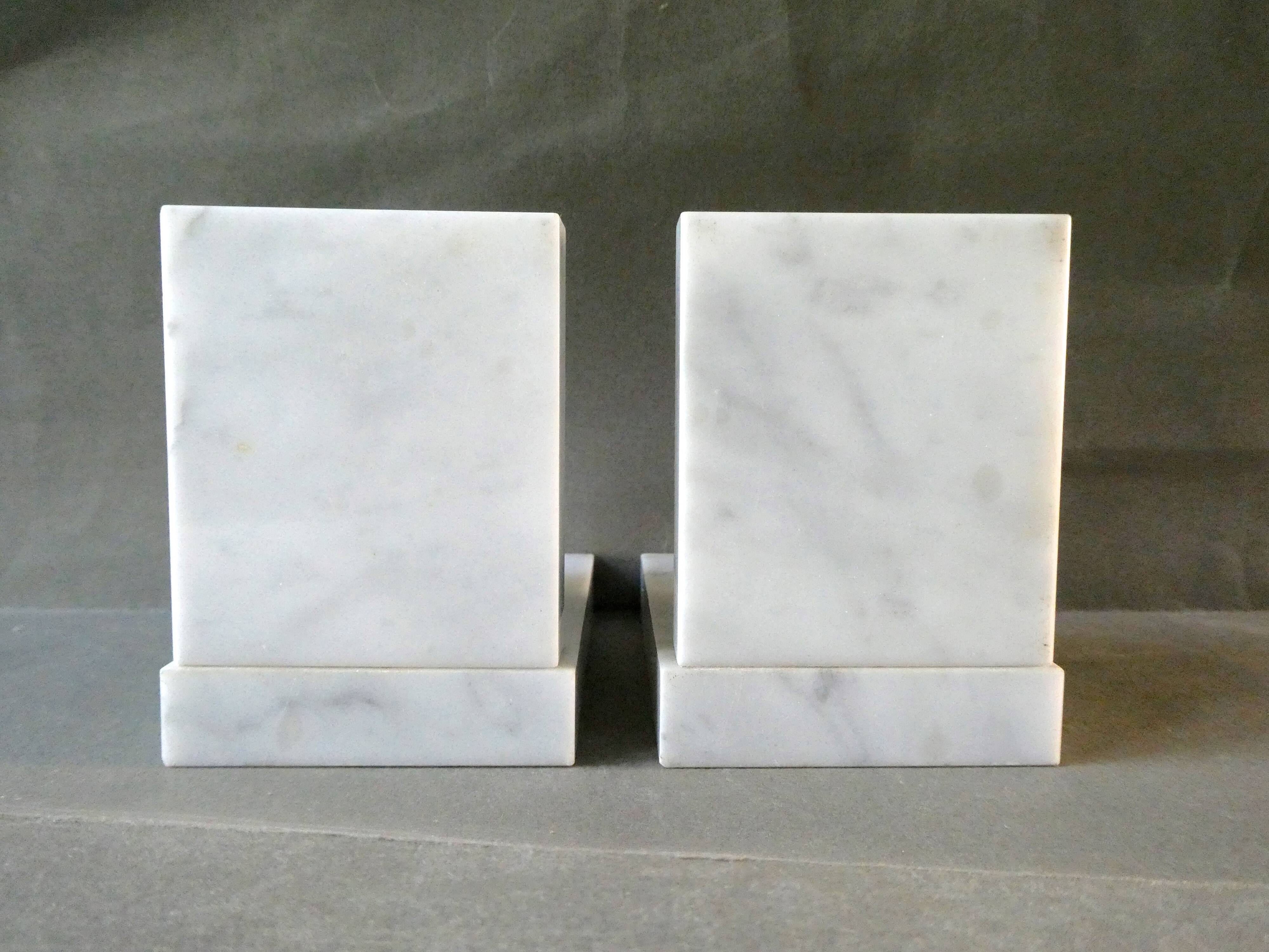 Pair of greenhouse books in white marble 60s