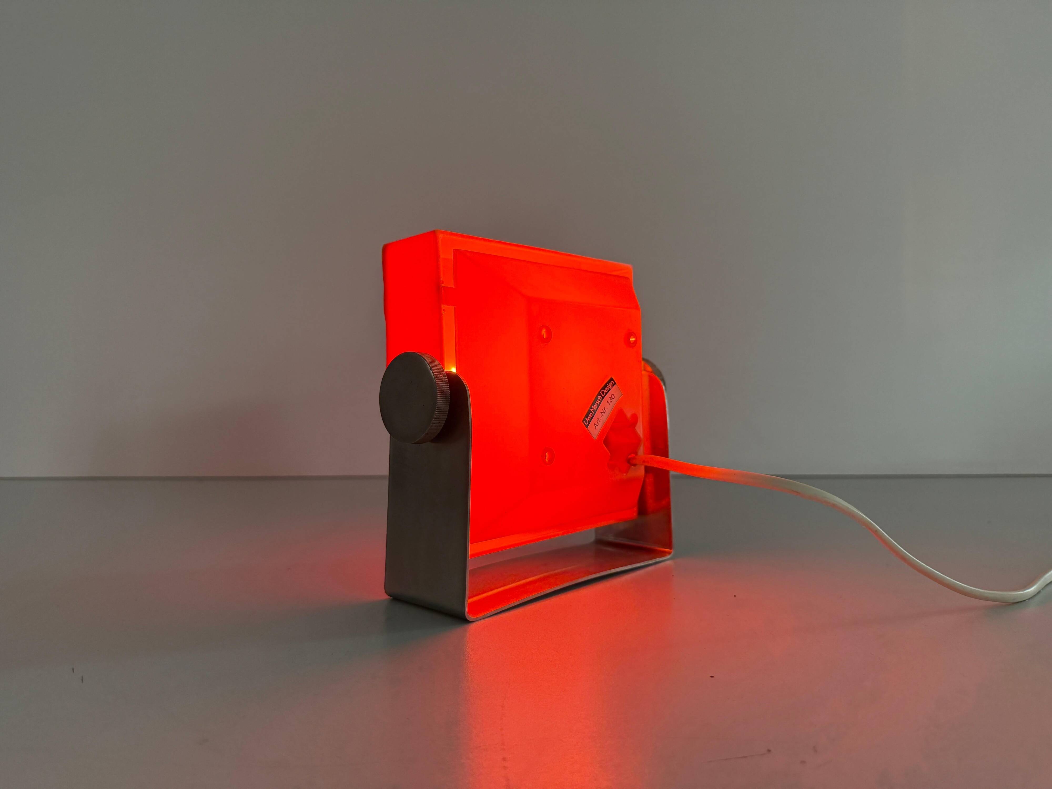 Orange Pop Art ambient night lamp in plexiglass by Uwe Mersch Design, 1970s, Germany.