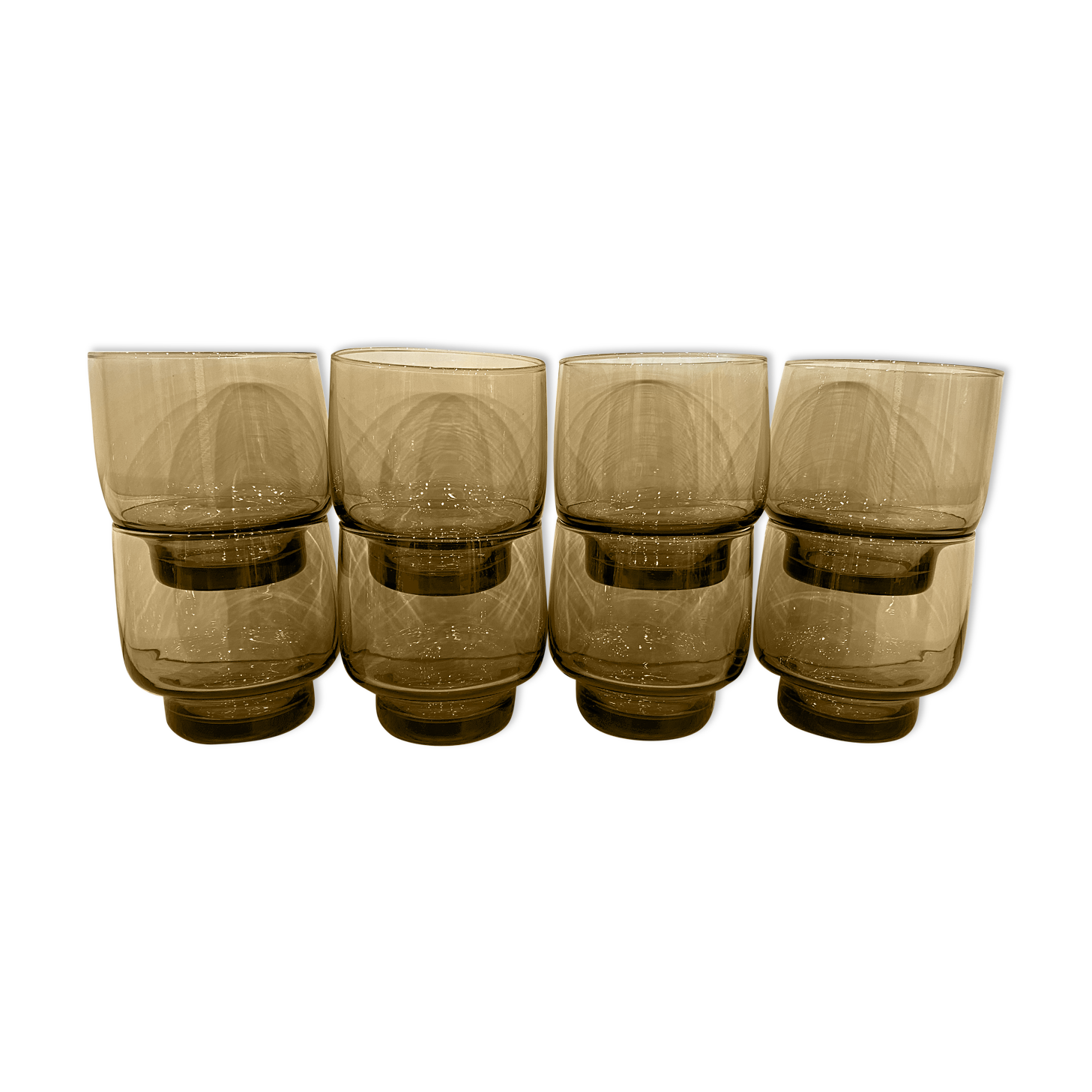 8 Luminarc smoked glass water glasses