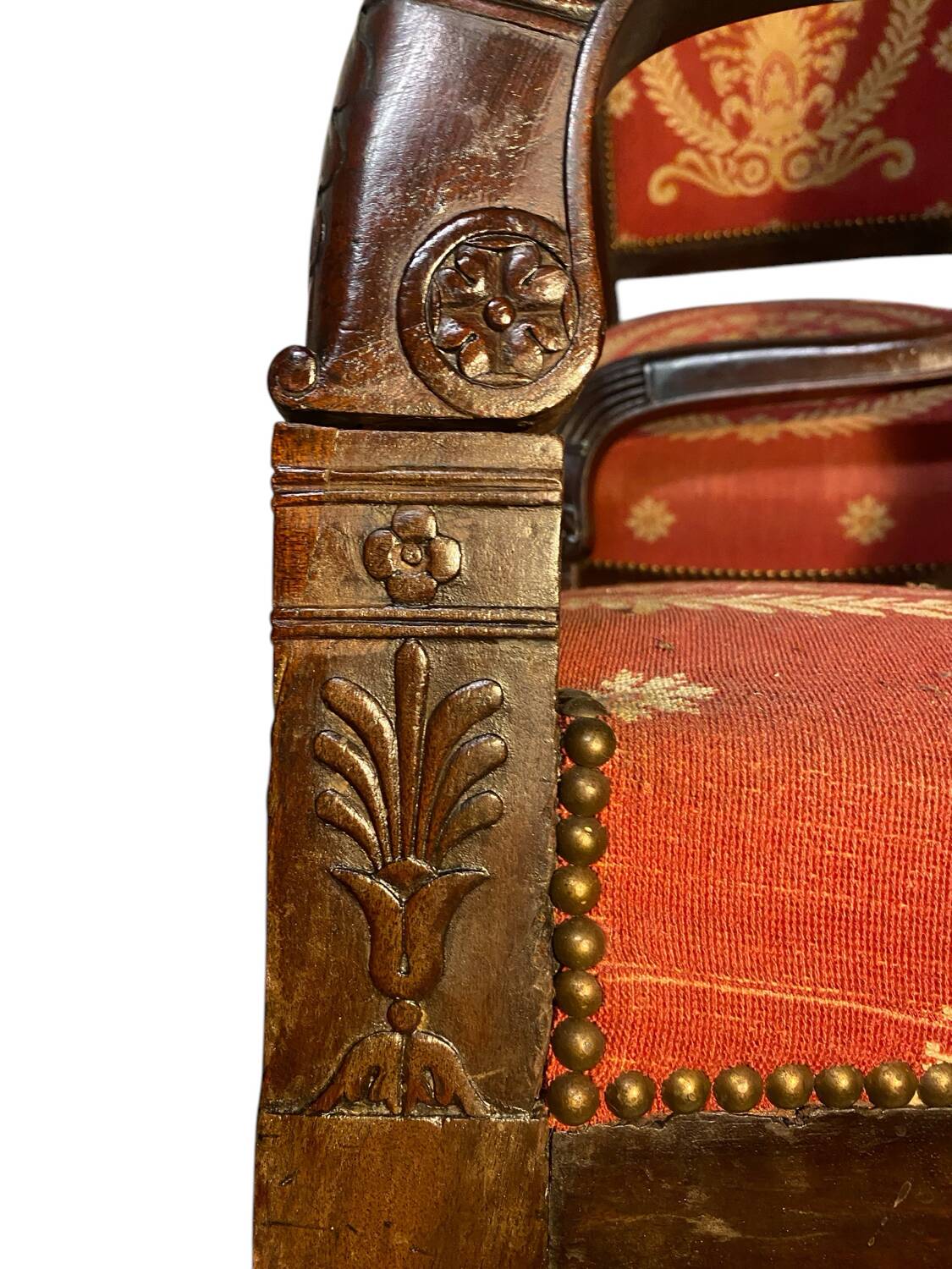 Pair of Empire Period Mahogany Armchairs and Bergère