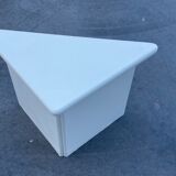 Set of three triangle side tables wood white creme design