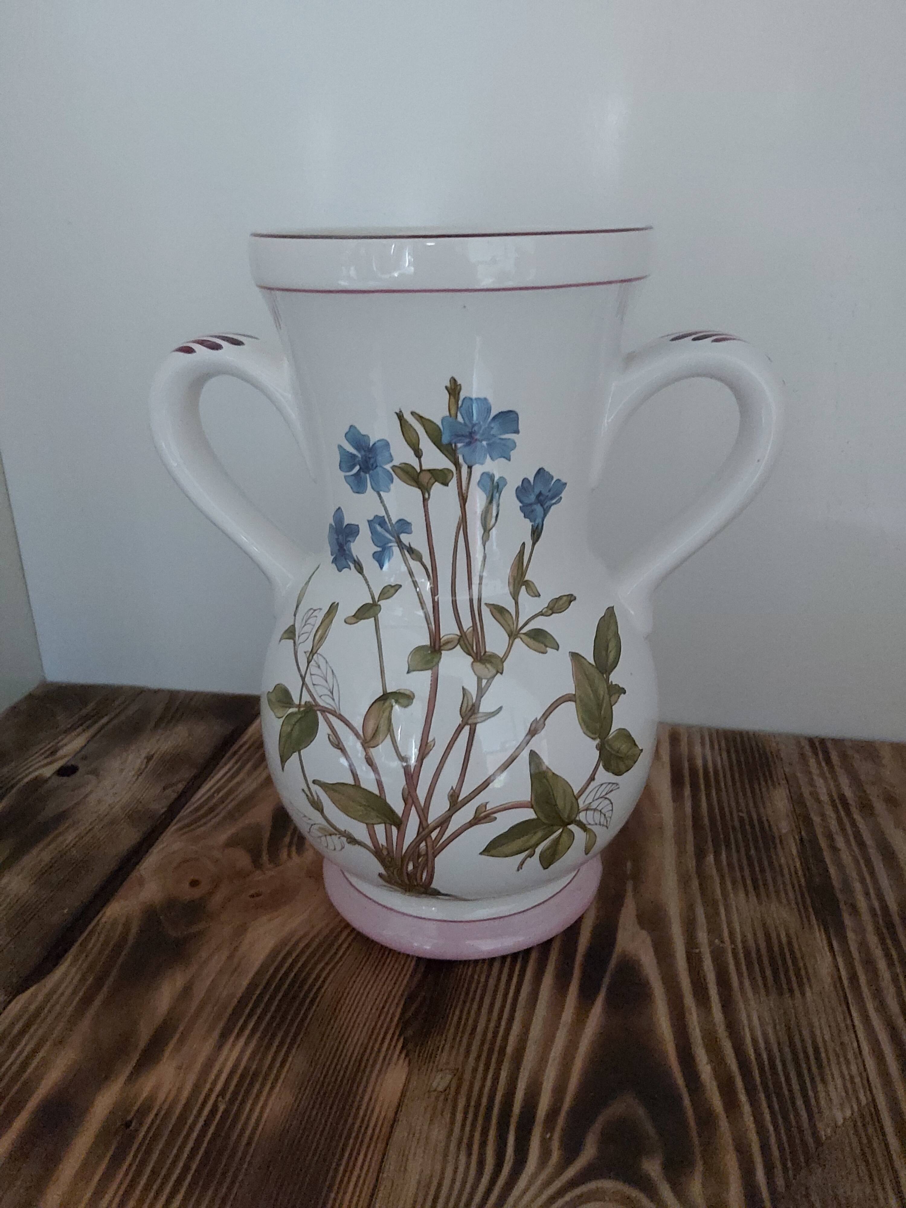 Vase 2 anses KG Luneville motif fleurs bleues