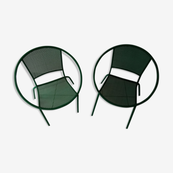 Paire de fauteuils demi lune de jardin années 80 design italien