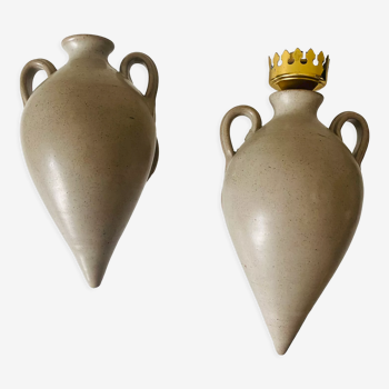 Amphora sconces in stoneware