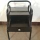 Design hospital/boarding school bedside table in vintage black metal 1920.