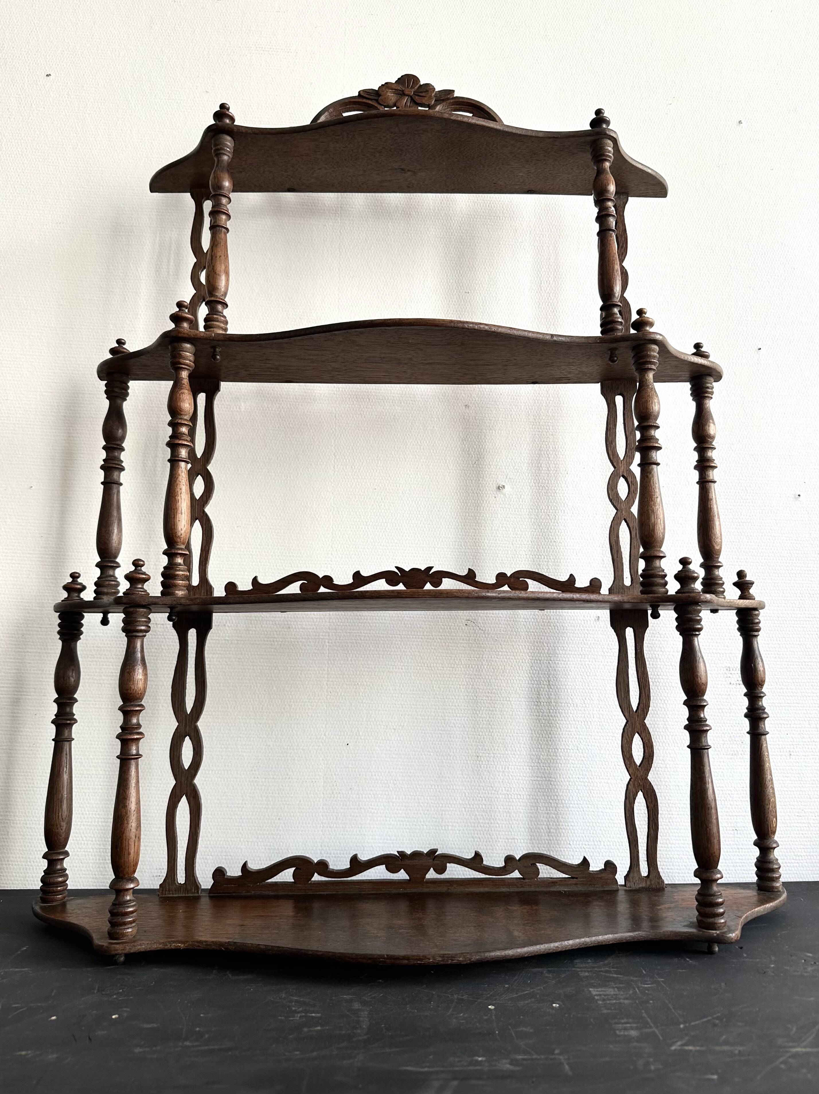Large Napoleon III turned wood shelf, France 19th century