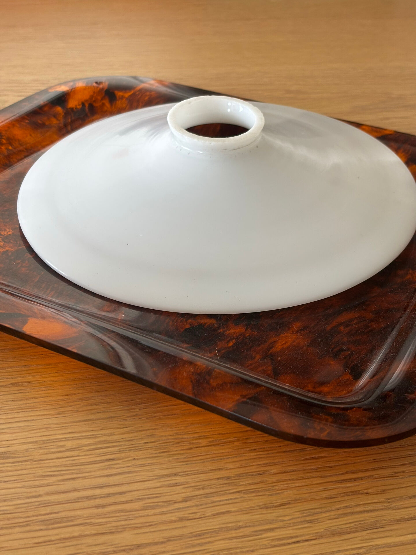 Vintage bel abat jour pour suspension en opaline blanche