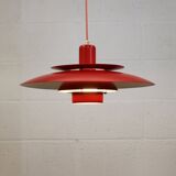 Red vintage Jeka Metaltryk lamp - Danish Modern Design