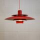 Red vintage Jeka Metaltryk  lamp  -  Danish Modern Design
