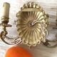 Double wall light in brass and orange opaline, 1960s.