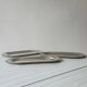 Set of 3 silver-plated trays with a very patinated finish.