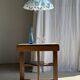Vintage suspension in white and blue glass with wavy edge D46 H53
