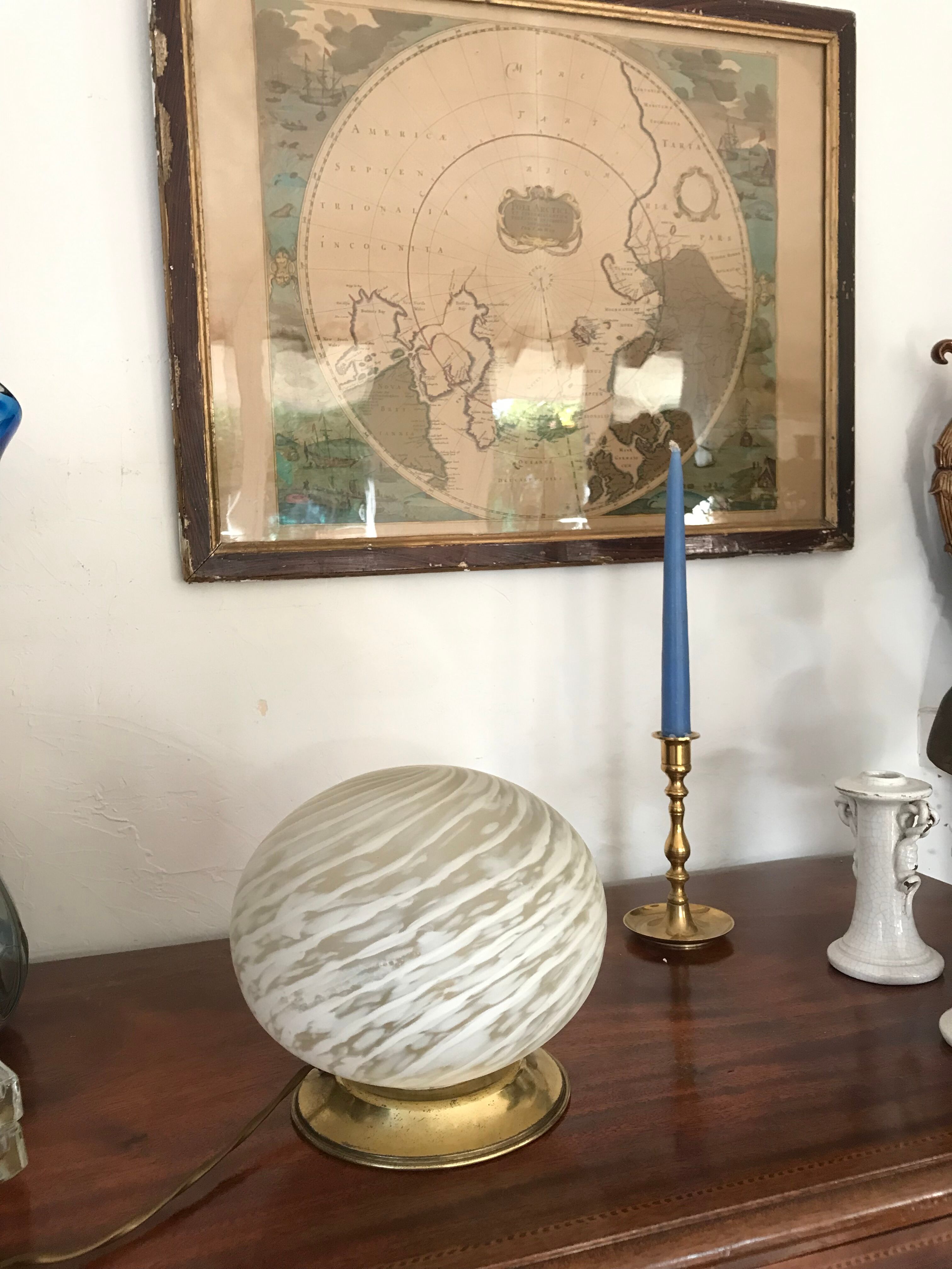 Lampe laiton et verre de Murano vintage