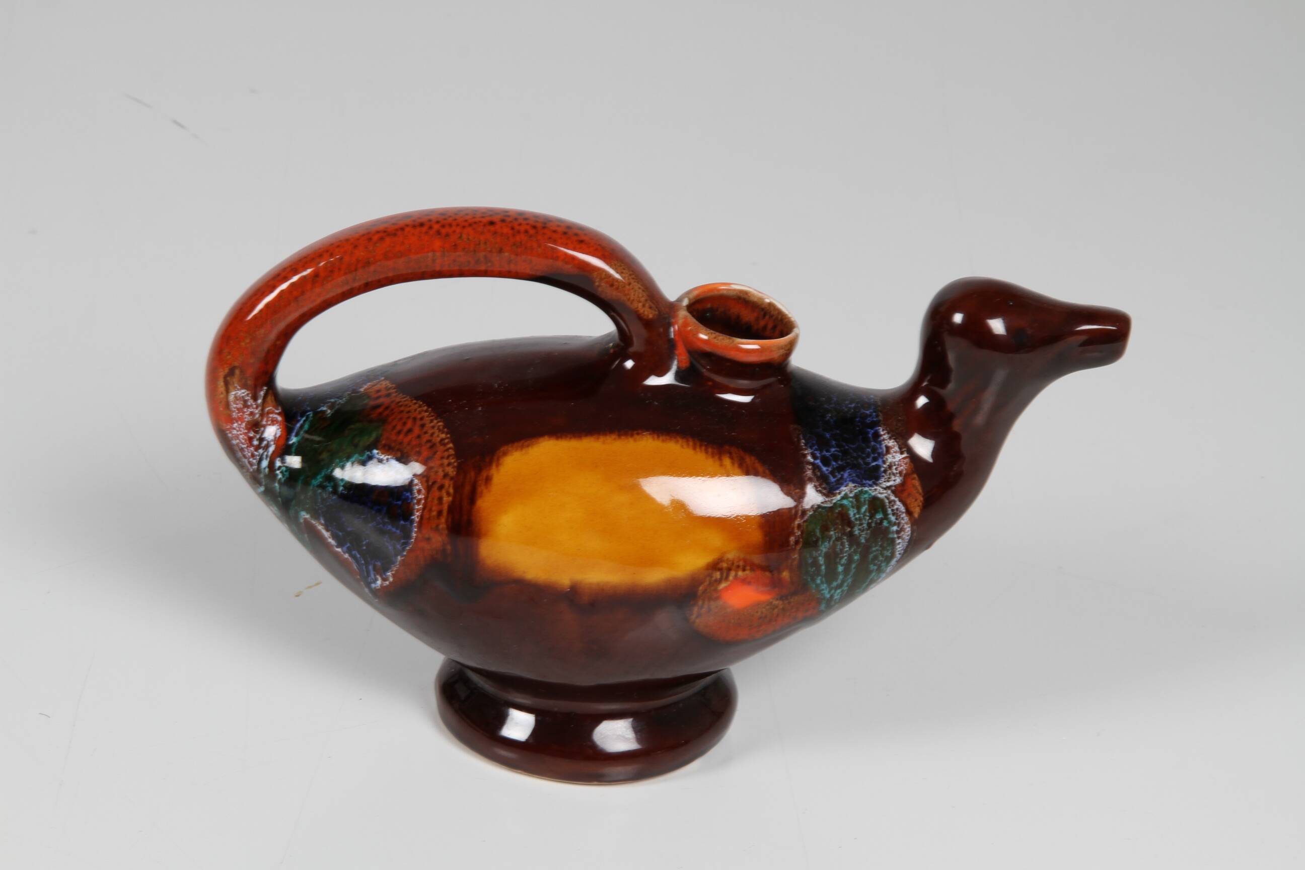 Zoomorphic duck jug in glazed ceramic Vallauris