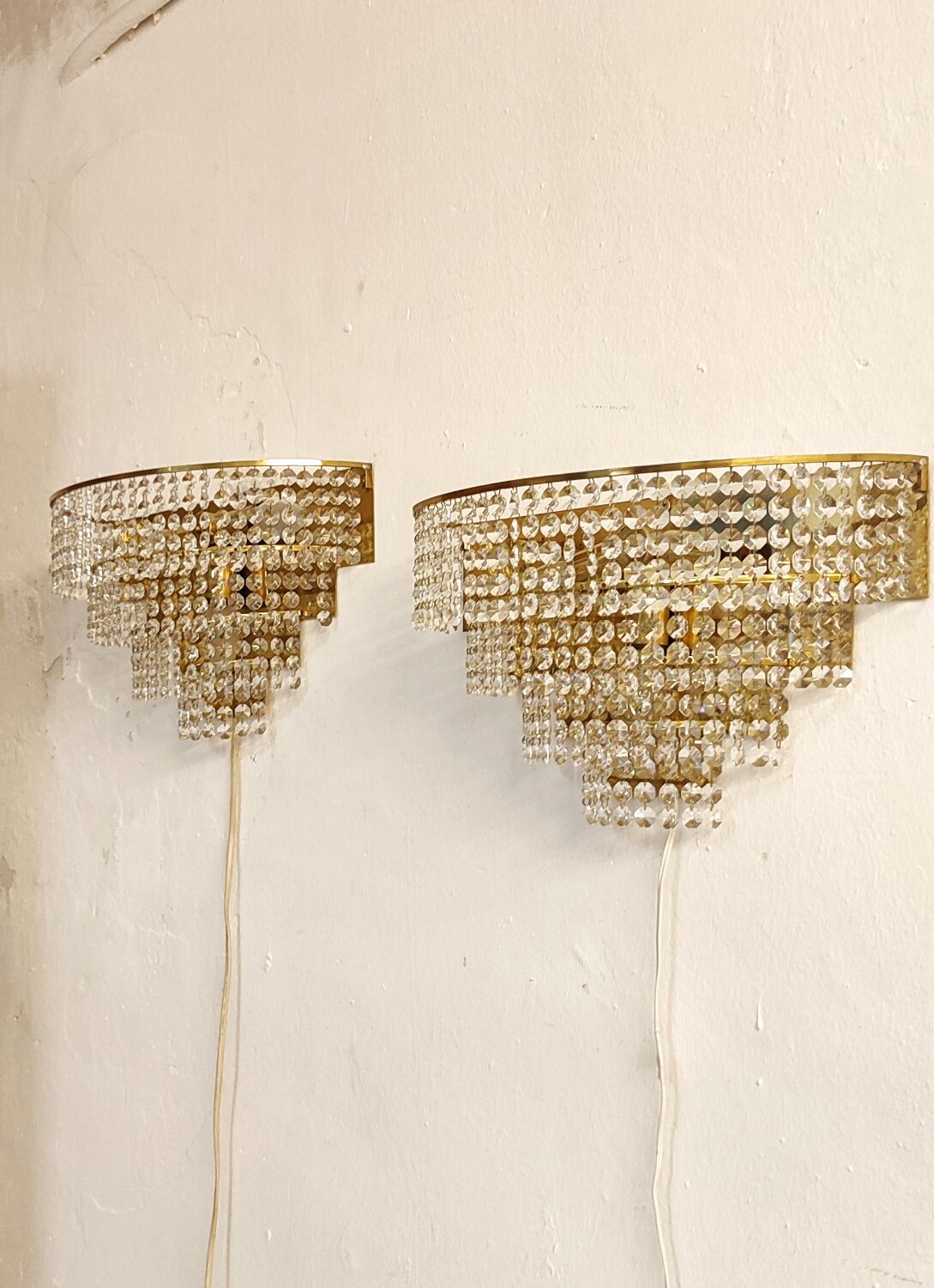 Appliques murales en cristal France années 1970