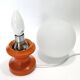Table or bedside lamp orange wood and opaline vintage 70's hustadt