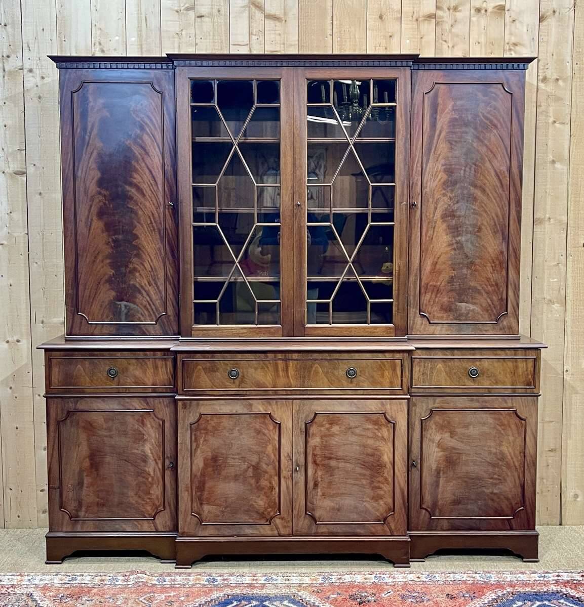 English mahogany secretary bookcase from the 1970s