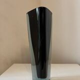 Large tall vintage crystal vase in a triangular shape, Murano style