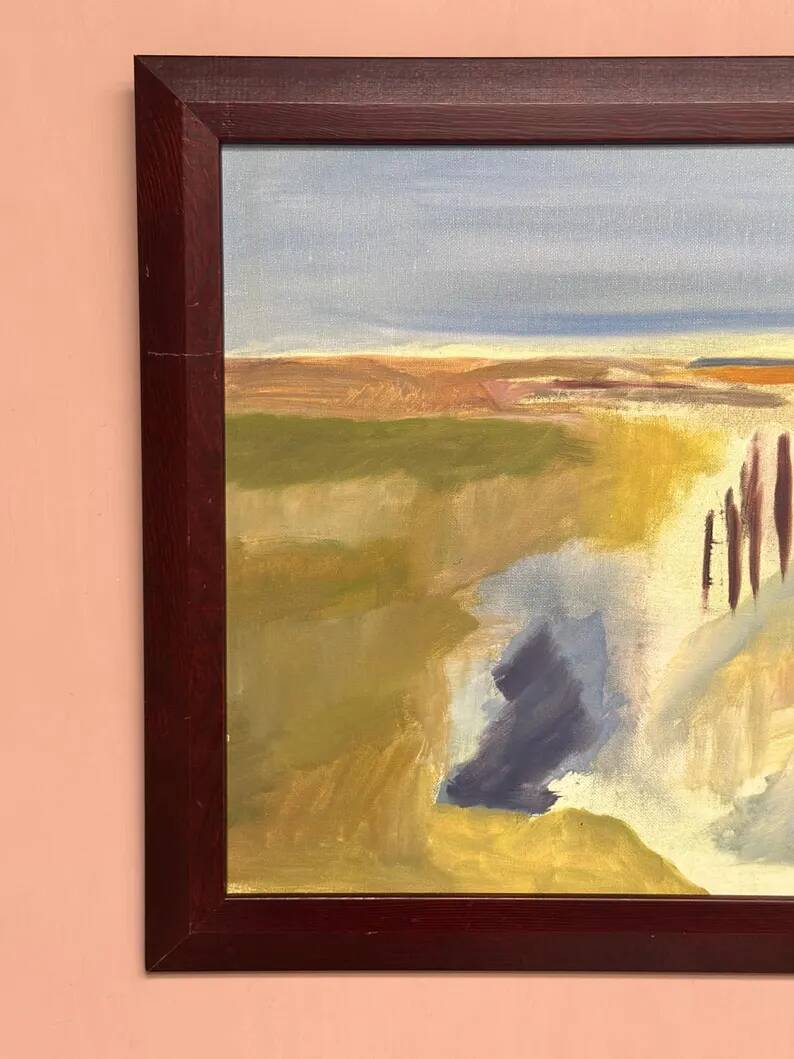 Original Swedish Oil on Panel – “Landscape” by JA 05 – Vintage & Framed – 58 × 48 cm (22.8" x 18.8")
