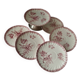Set of 6 Fontanges Sarreguemines dessert plates