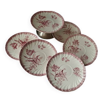 Set of 6 Fontanges Sarreguemines dessert plates