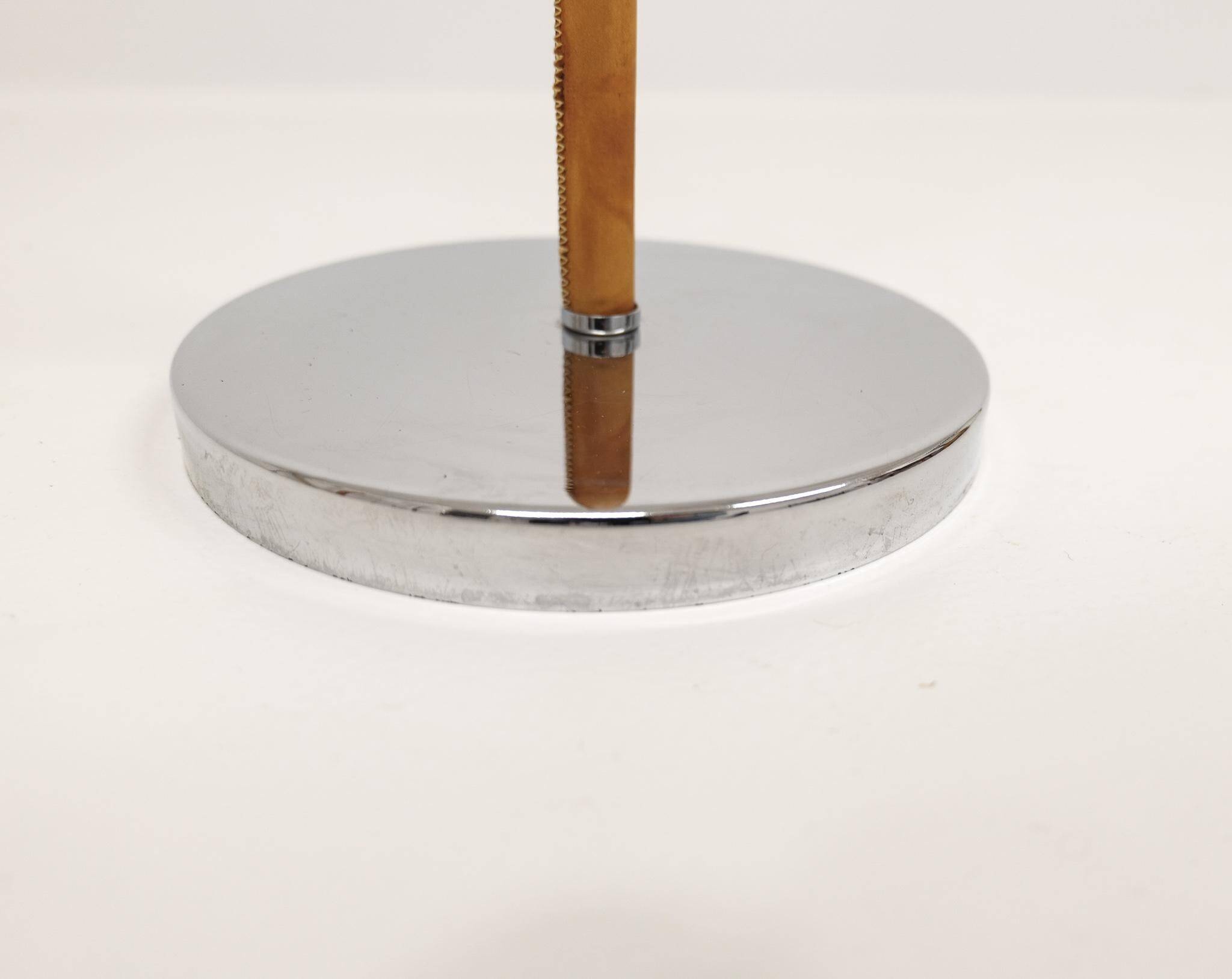 Vintage chrome leather floor lamp mid-century Atelje Lyktan, Sweden