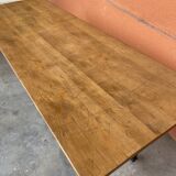 Large beech bistro coffee table and cast iron base French Paris bistro table