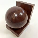 Serre-livres Art Déco antiques de style géométrique moderniste en loupe de bois massif, vers 1920