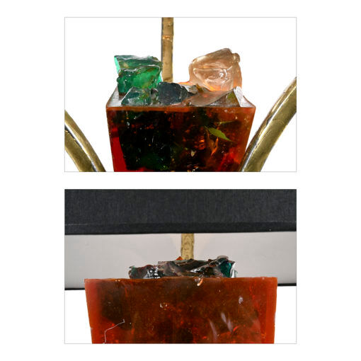 Pair of fractal resin and brass lamps by Henri Fernandez