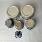 Series of 5 small blue sandstone pots