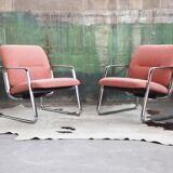 Chrome armchair with Knoll textile, 1980s