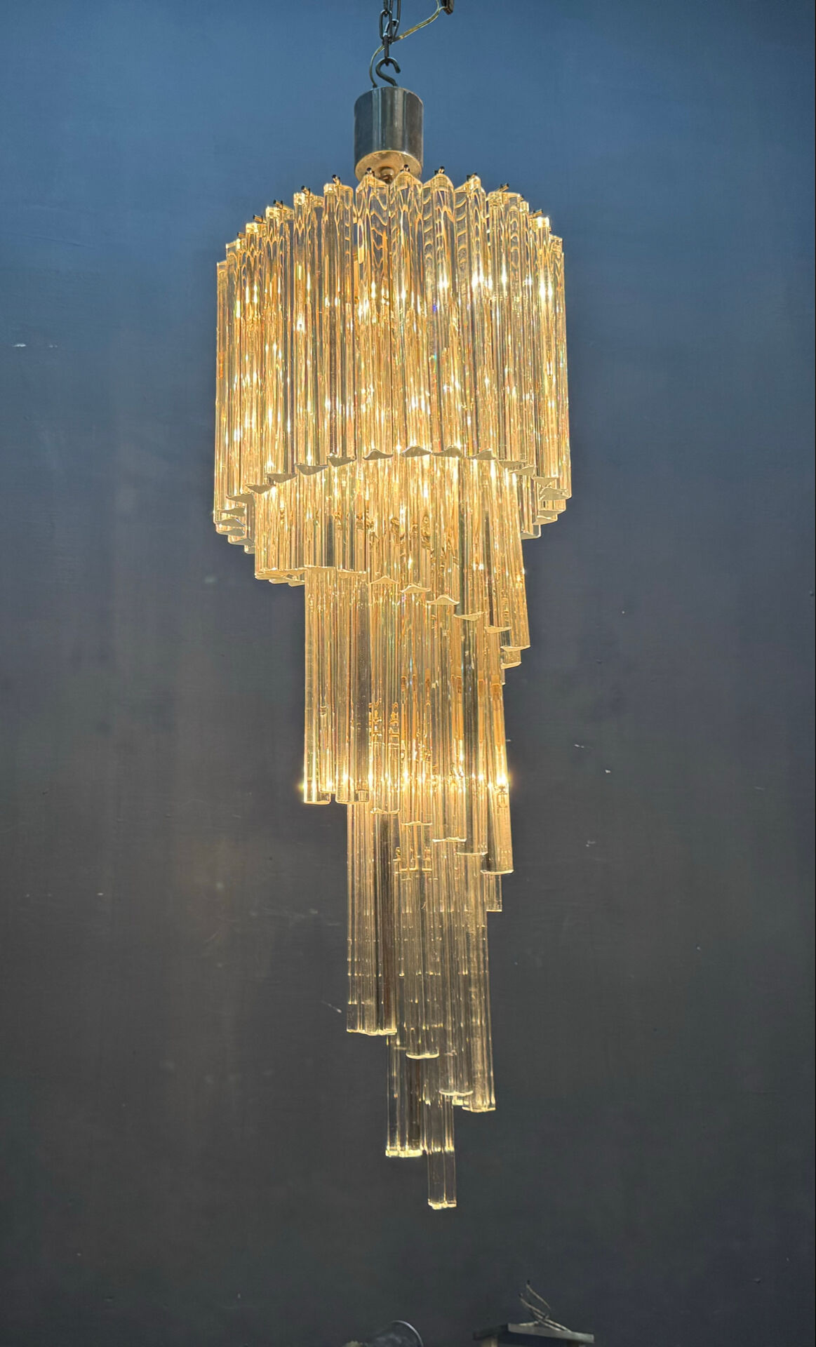 Large Murano Glass Trilobi Chandelier, Italy, 1960s