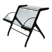 Ico Parisi Magazine Rack in Wood, Brass and Glass. Italy, 1950s