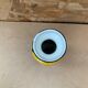Ancien vase soliflore henri delcourt en céramique jaune & pois vintage