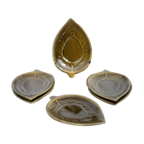 Service ceramic dishes Secla Portugal x 6,retro olive ceramic leaf dish, presentation