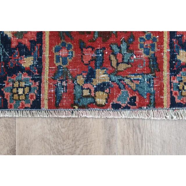 Tapis couloir fait main en laine et coton Oushak turc des années 1970, 44x251.
