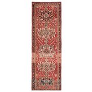 1970s Vintage Turkish Oushak Handmade Wool Cotton Red Runner Rug 101x305