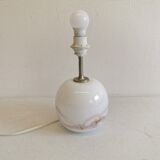 Table lamp in white opal glass, with pink details/decoration