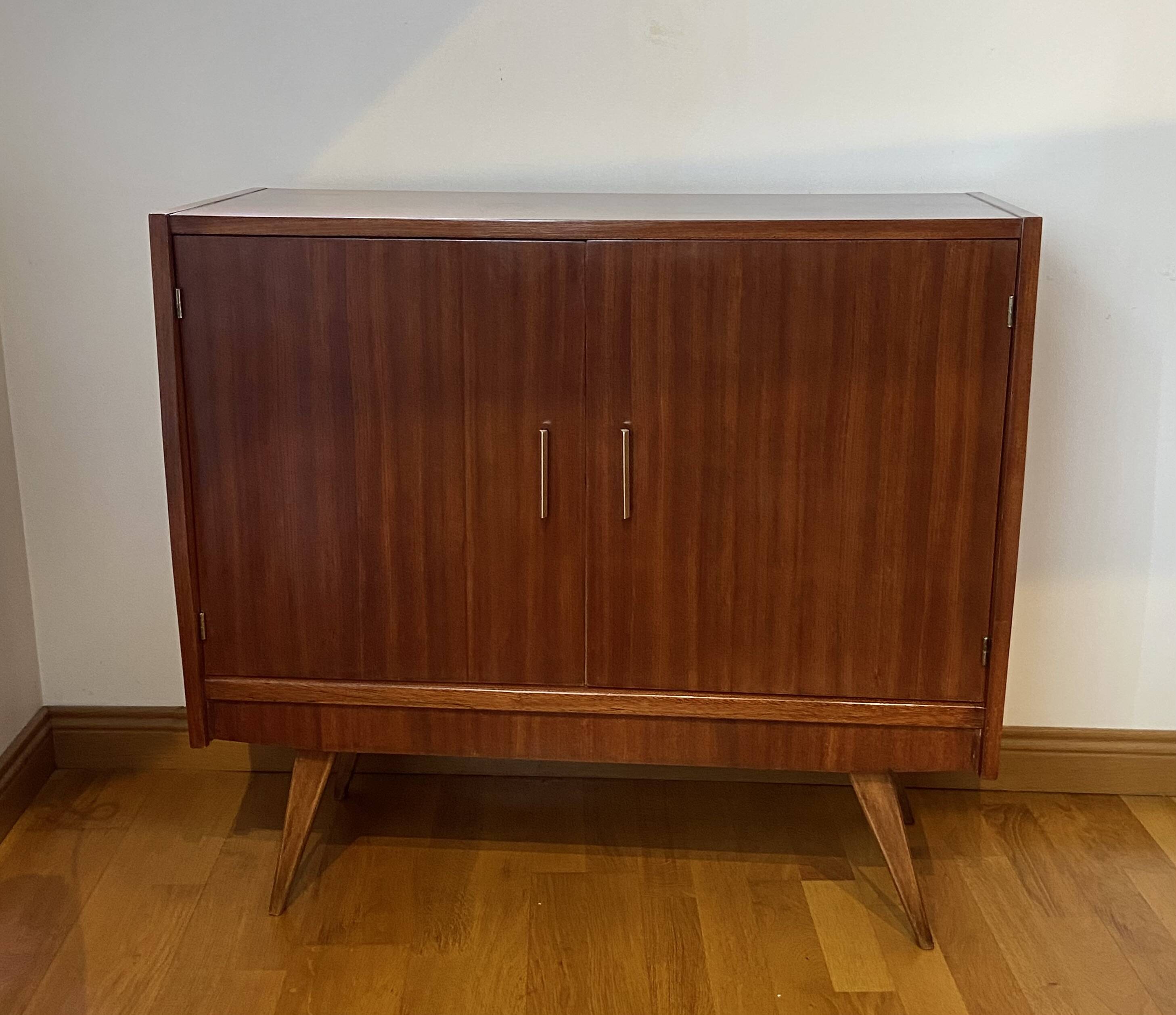 1960s teak veneered sideboard with brass details