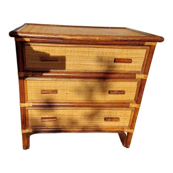 Wicker chest of drawers, canning and bamboo wood