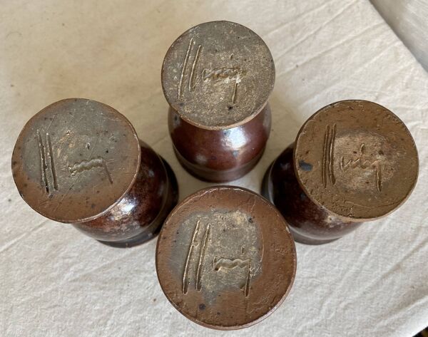 Service de 8 verres grès pyrite vintage 1960 d'Albert THIRY (Vallauris)