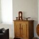 Antique Danish pine wardrobe with panelled doors, Wabi Sabi, late 18th century.