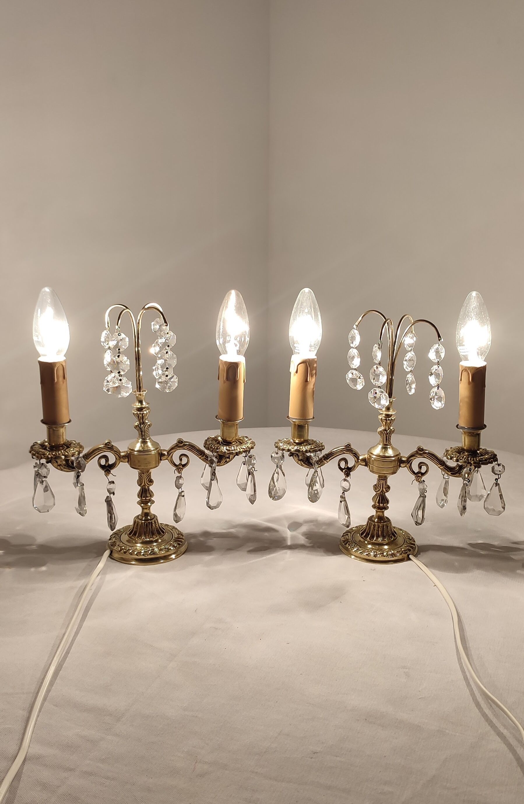 Classic bronze and crystal sconces. France 1950s.