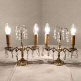 Classic bronze and crystal sconces. France 1950s.
