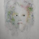 Young woman with green hair -Lithograph signed- Leonor Fini EA
