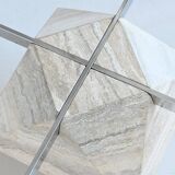 Diamond shaped coffee table in white travertine Italy 1960