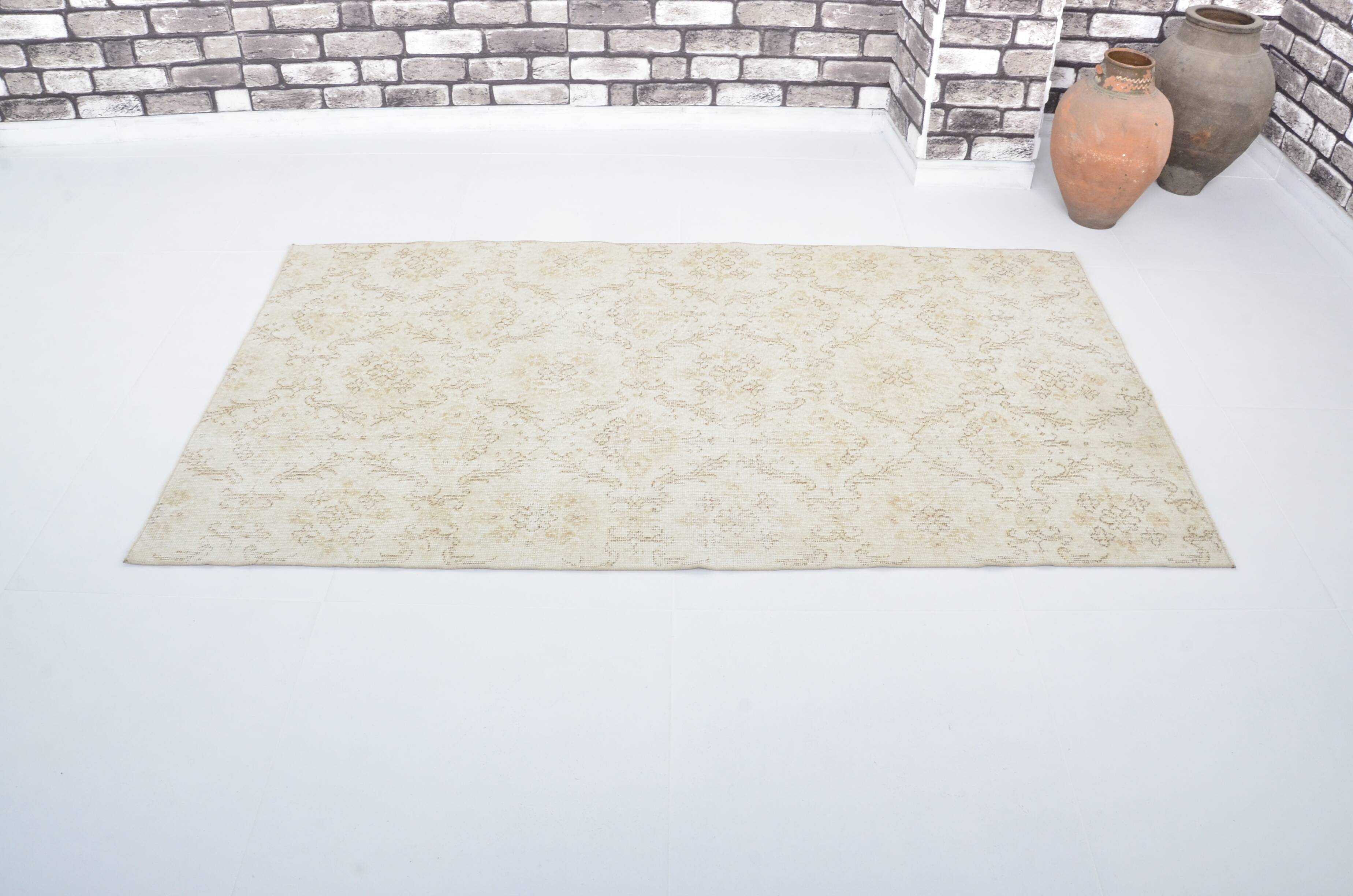 Beige Geometric Oushak Turkish Rug sku 3123