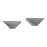 Pair of vintage geometric wall lights, sandblasted glass and white metal, Italy 1970
