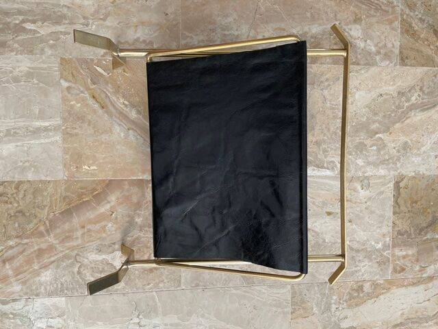 Gold and leather metal magazine rack 1950