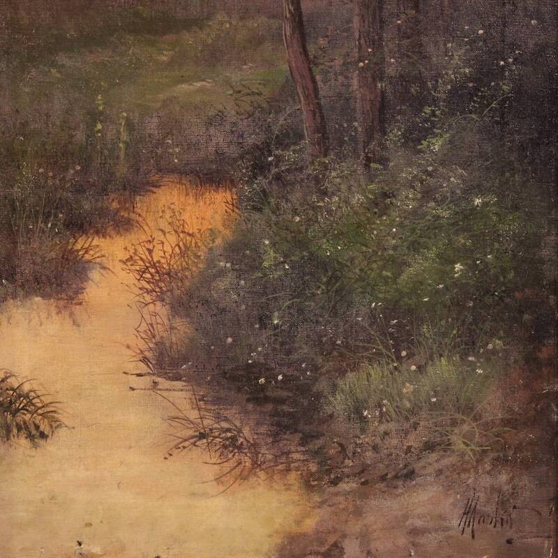 Peinture de paysage italien signée Marko du 19ème siècle.